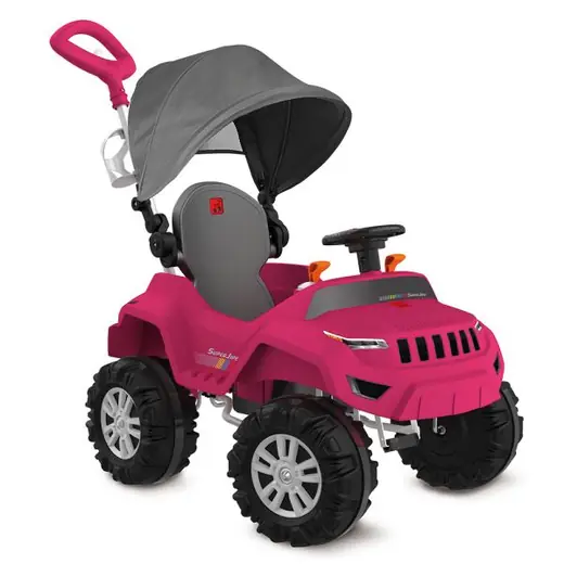 Bandeirante Superjipe a Pedal Reclinable con Capota Rosado