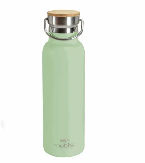 Botella A.inox 450ML D/pared VER Tapa Bamboo Mobby