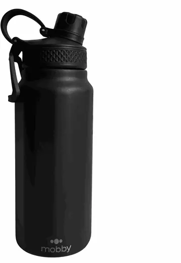 Botella Deportiva 750ML Doble Pared Negro Mobby