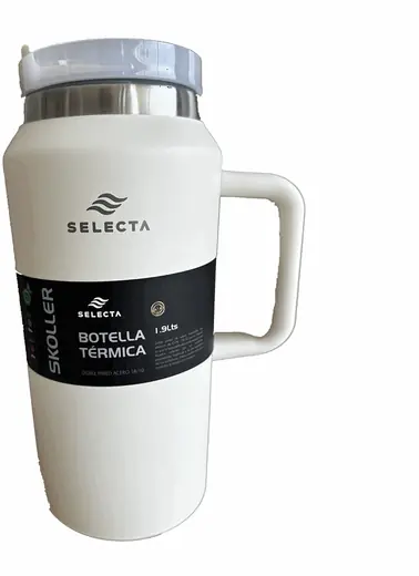 Botella Termica 1.9L Acero Tapa Plastico Blanco