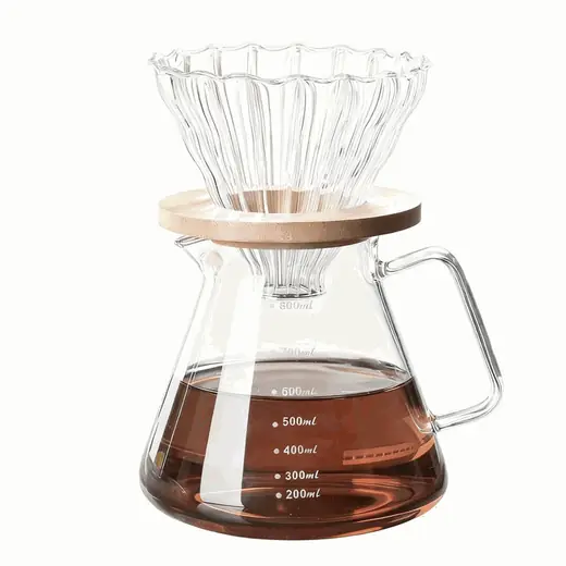Cafetera de Goteo 800ML Borosilicato y Bambu