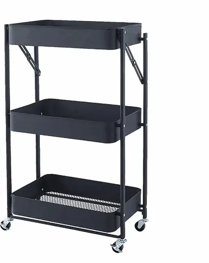 Carrito Organizador Decoteam de Metal 3 Estantes Negro