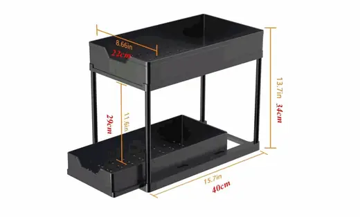 Estante Doble para Condimentos 40X22X33 Negro Hierro+plást. Ideal para almcenar y organizar…