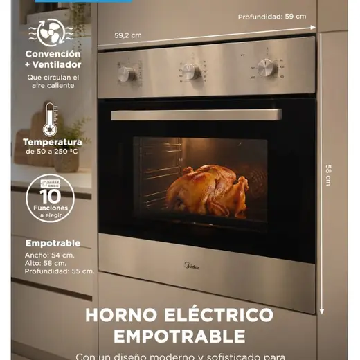 Horno Compacto Midea 70 L. Inox