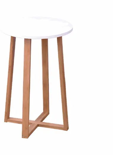 Mesa Redonda 40X40X60 CM Bamboo con Blanco