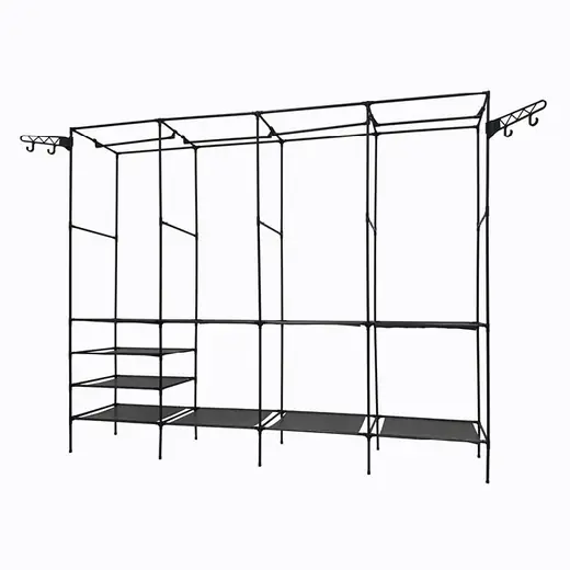 Ropero Abierto Metalico con Perchero Decoteam Cuadruple Negro