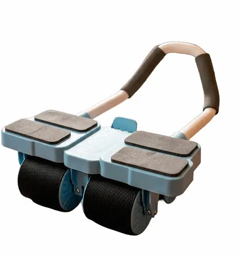 Rueda Abdominal Celeste con 4 Ruedas y Soporte P/codos