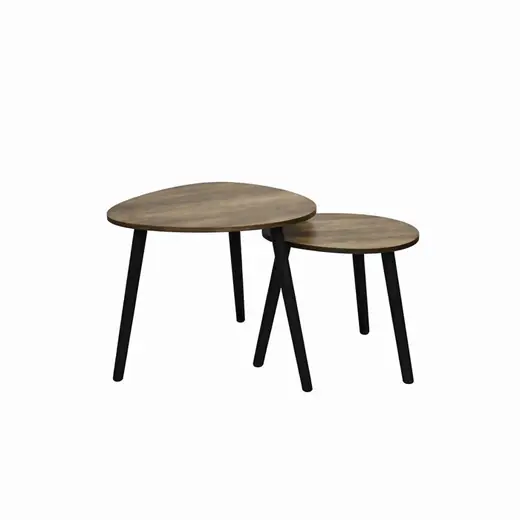 SET 2 Mesas Auxiliares 48x48x49/39x39x36cm Madera Set 2 mesas aux