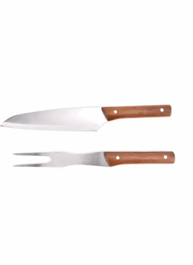 SET 2PCS Cuchillo/tenedor Parrilla Mango Madera
