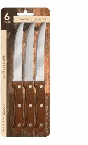 SET 6pzas Cuchillos Asado 1.2MM Mango Madera