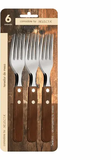 SET 6pzas Tenedores 1.5MM Mango Madera