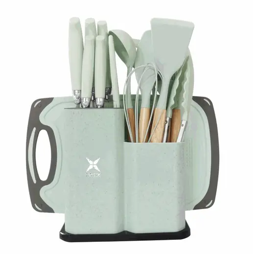 SET de Utensilios 19 PCS Croix Silicona+madera Verde