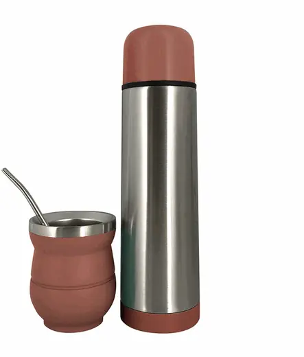 SET Mate C/bombilla y Termo 500ML Coral